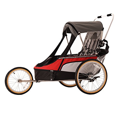 WIKE Premium Double 3 in 1 Bicycle Trailer + Strolling + Jogging - Red/Gray