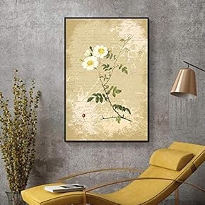 Floating Framed for Living Room Bedroom Retro Flower for