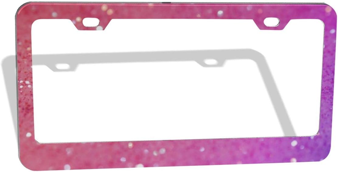 WUVWU Pink Glitter Design Pattern License Plate Frames