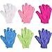 Hotop 6 Pairs Double Sided Exfoliating Gloves Body Scrubbing Glove Bath Scrubs for Shower, 6 Colors