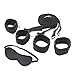 Nomisex Bed Restraint Kit with Hand Cuffs and Ankle Cuffs Sexul BDSMS Spreader Bedroom Bondage Restraint System Set with Velcro Adjustable for Sex Play Includes Mask Black