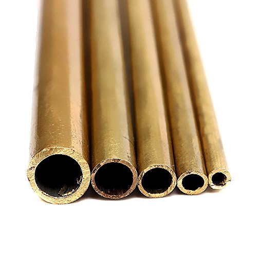 EsportsMJJ 2-6mm Inner Diameter Round Brass Tubes for Model building Craft 300mm Long Brass Tube -5mm, Gold, 6*5mm