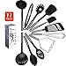 Kitchen Utensil Set - 9 Silicone Cooking Utensils for Non-stick Cookware. Wood Kitchen Utensils. BPA Free, Silicone Spatula Wooden Spoons Set Tongs. Best Chef Kitchen Gadgets Tool Set Gifts - ÉLEVER (11 Pieces, Midnight Black)
