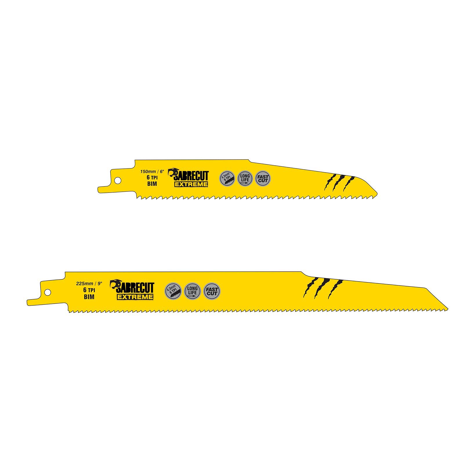 2 x SabreCut SCRSK2DF 150mm 225mm 6 TPI S610DF S1110DF Fast Wood and Metal Cutting Reciprocating Sabre Saw Blades
