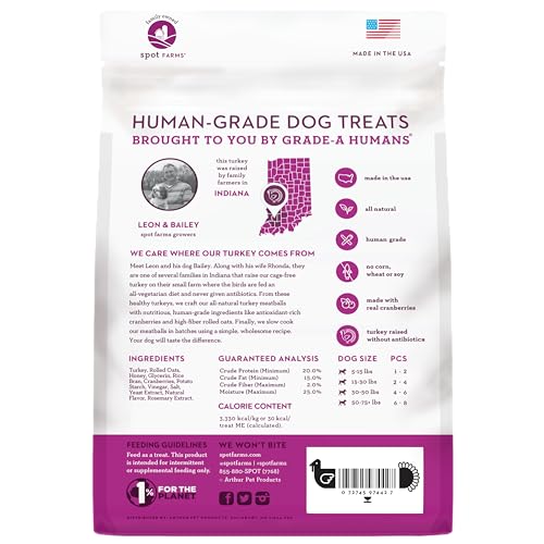 SPOT FARMS TURKEY MEATBALL RECIPE HEALTHY ALL NATURAL DOG TREATS HUMAN GRADE MADE IN USA 12.5 OZ