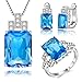 J.MOSUYA 925 Sterling Silver Plated Jewelry Set for Women, Swarovski Element Crystal Earring Necklace Set