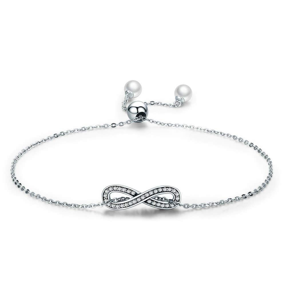 Bijoux Blu Infinity Love Real 100% 925 Sterling Silver Infinity Love Chain Link Women Bracelet Sterling Silver Jewelry Valentine Day Gift