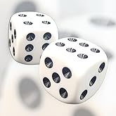Large 25mm D6 Jumbo Dice, Set of 27, White with Black Pips