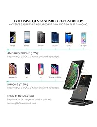 MoKo   Soporte de carga inalámbrico con certificación Qi para iPhone XS Max XR, Samsung Galaxy S10+ S10e, Galaxy Watch 42 1.811 in, Galaxy Buds Gear S3 Galaxy Watch Active