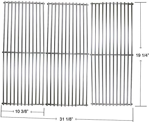 Grillflame Stainless Steel Wire Cooking Grid (3 of Set) For Select Grill Brinkmann, Charglow, Jenn Air, Members Mark, Nexgrill And Sams Club (Dims:19 1/4 X 10 3/8" Each; 19 1/4 X 31 1/8" Overall)