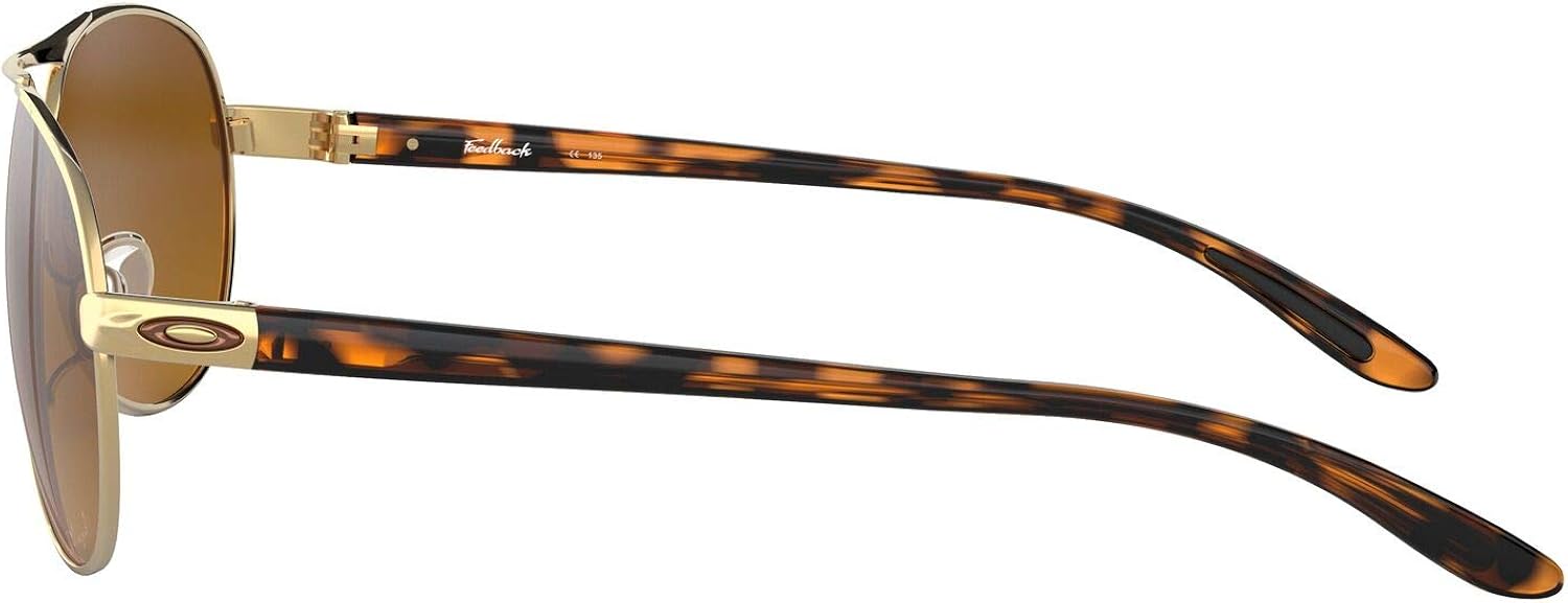 Oakley Women's OO4079 Feedback Metal Sunglasses, Polished Gold/Brown Gradient Polarized, 59 mm: Clothing