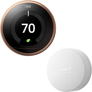 Google Nest Learning Thermostat (3rd Generation, Copper) w/Nest Temperature Sensor Bundle
