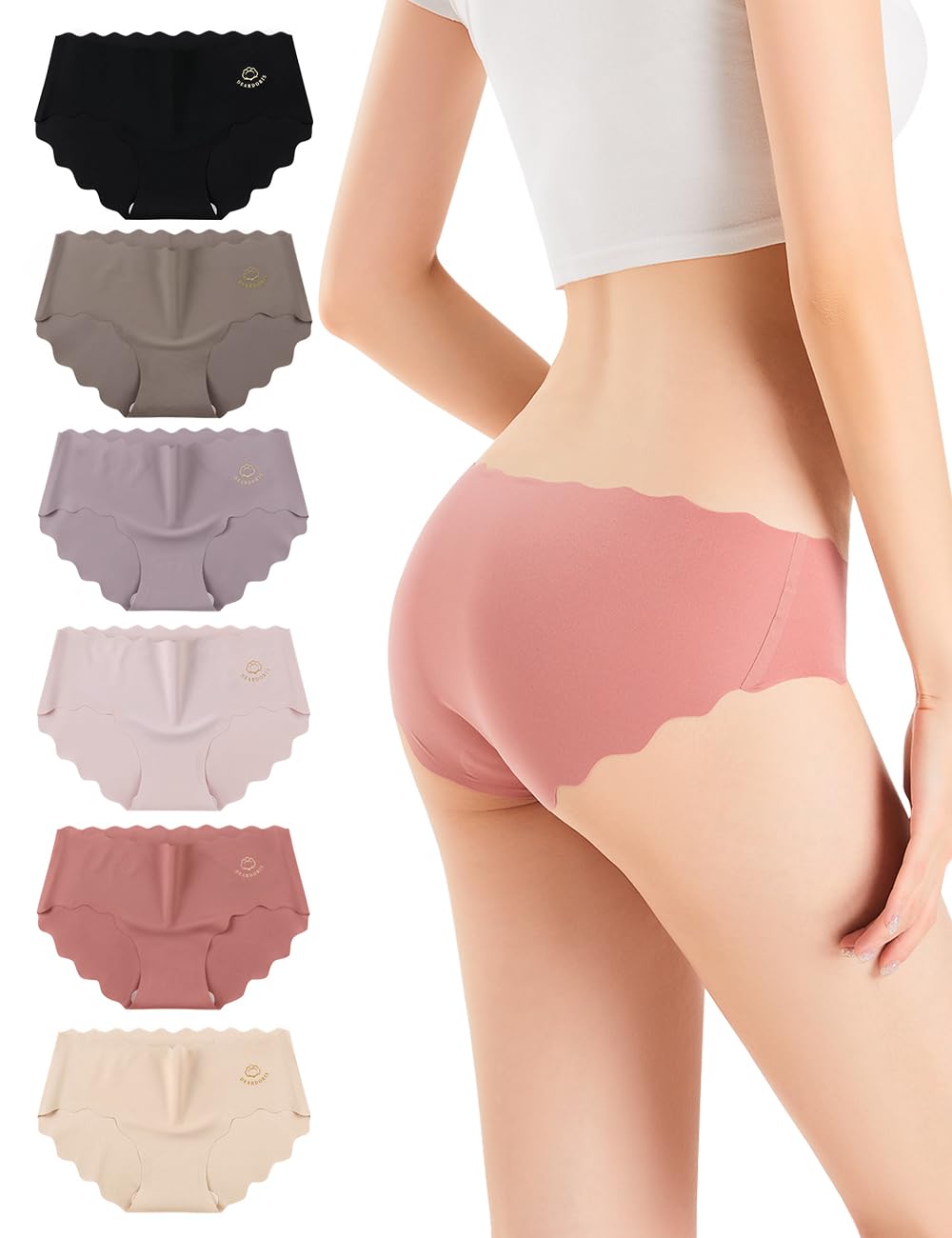 [ｄｅａｒ　ｄｏｒｉｓ] [日本正規品] シームレスショーツ レディース 6枚セット 無縫製 パンツ 女性 下着 かわいい スカラップカット ラインが出ない くすみカラー インナー 春夏 オールシーズン サラサラ ノーマル ノーライン 無地 通気性 伸縮性 (タイプB六色, M) の商品画像