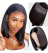 Glueless Short Bob Wigs Human Hair Lace Front Wigs Brazilian Virgin Human Hair 4x4 Lace Closure S...
