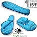 Hyke & Byke Quandary 15°F Cold Weather Mummy Hiking & Backpacking Sleeping Bag - Duck Down 650 FP 3 Season Sleeping Bags for Adults - Ultralight with Compression Stuff Sack (Light Blue, Long)
