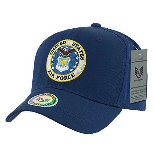 6 Panel Military Embroidered Cap by Rapid Dominance (Air Force, Navy Blue)