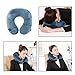 BestMaxs Travel Neck Pillows for Airplanes U Shaped Inflatable Traveling Soft Sleeping Pillow Compact for Train Car Plane Bus with Washable Velvet Cover、