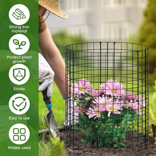 15Pcs Plants Protector from Animals 13.7inch Metal Mesh Plants Cages to Keep Animals Out Rustproof Garden Protection Covers for Indoor Outdoor Garden ZJMCAJY(Blackish Green,15)