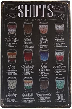 T-ray SHOTS MENU LARGE METAL TIN SIGN POSTER RETRO STYLE WALL ART PUB BAR DECOR