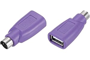 MECCANIXITY 2 Pcs PS/2 to USB Port, PS/2 Male to USB Female Adapter for Wired Mouse Keyboard Desktop PC Laptop Notebook, Purp