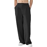 Susclude Mens Casual Dress Pants Pleated Old Money Wide Leg Baggy Pants Fall Relaxed Fit Slacks Work Trousers