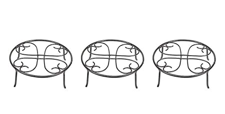 Metal Roots Flower Pot Holder Stand for Home Decoration, Garden, Balcony (Pack of 3)