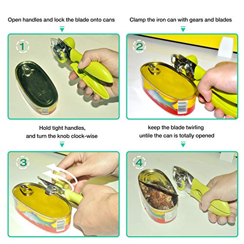 Can Opener, 4-IN-1 Stainless Steel Manual Heavy Duty Tin Opener, with Ergonomic Handle for Kitchen Cooking and Can Opening- Ultra Sharp Cutting Tool, Non-slip Handle for Easy-to-Use - Thumbnail 4