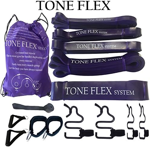 TONE FLEX resistance band fitness system THE ONLY Adjustable Buckle Total beach body home travel gym workout Build toned lean muscle w/o bulking up Works with existing pull up bands, gym handles &amp; TRX