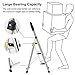 Lionladder 3 Step Ladder, Folding Step Stool with Wide Anti-Slip Pedal, 330lbs Sturdy Steel Ladder, Sponge Safety Handgrip, Lightweight, Portable Step Stool，Silver