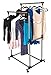 EWEI'S HomeWares Double Rail Adjustable Telescopic Rolling Garment Rack
