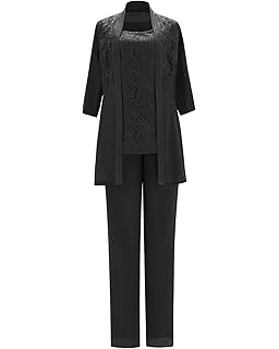 black chiffon pant suit