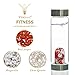 VitaJuwel ViA FITNESS | Crystal Water Bottle with Red Jasper, Magnesite & Clear Quartz -Willpower, Strength & Momentum
