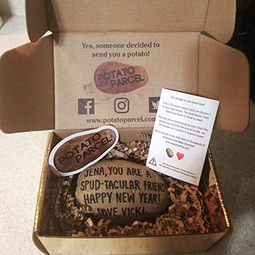 Potato Parcel - Send a message on a real potato! Funny replacement for greeting cards. Surprise gift box included. As seen on Shark Tank!