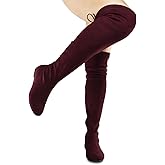 Premier Standard - Women's Fashion Comfy Vegan Suede Side Zipper Knee High Boots, TPS Vickie-40 v3 Burgundy Size 6.5
