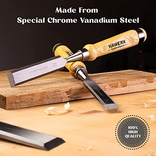 HAWERK Wood Chisel Sets Wood Carving Chisels with Premium Wooden Case