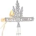 Coucoland 1920s Flapper Headband Roaring 20s Great Gatsby Inspired Headpiece Vintage 1920s Flapper Gatsby Accessories Leaf Style with Pearl Silver-Tone