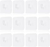 WLLHYF Self-Adhesive Clear Wall Hooks 12 Packs Small Square Shower Pothook view 8