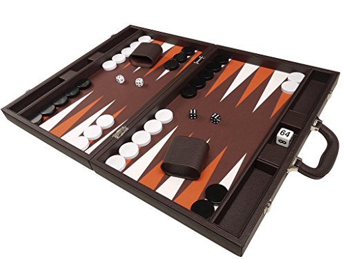 Silverman & Co Backgammon Set, 19-Inch, Large, Dark Brown Board