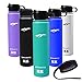 NAK Fitness Quench Bottle 24oz. Two Lids BPA Free Double Wall Vacuum Insulated Stainless Steel Water Bottle