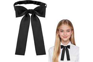 Pre-tied Bow Ties Black Ribbon Bowties for Girls Women School Uniform Accessories Adjustable Solid Color Bow Tie for Shirts D