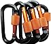 LeBeila Aluminum Carabiner Heavy Duty Climbing Hooks D Shape Buckle Pack Spring Snap Keychain Clip with Screwgate Locking-Outdoor Camping D-ring Carabiners Hook (Black/Orange-5PCS)