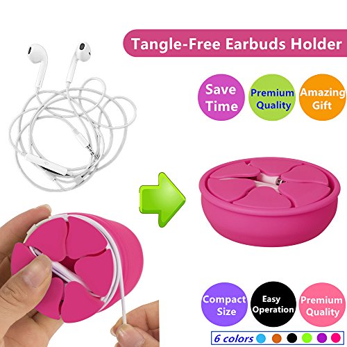 Tangle-Free Earbuds Holder Storage Case Earbuds Holder Wrap Portable Earbuds Holder Wrap Silicone Headphone Earphone Cable Compact Storage Cord Wrap Winder Headphones Keeper System Organizer(red)