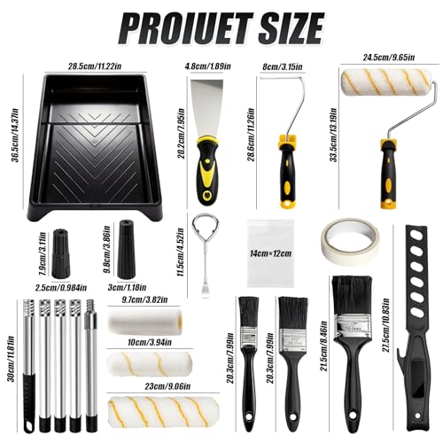 Paint Tray Set, Paint Roller Kit, Paint Rollers 9 Inch, Small Paint Roller, Paint Roller Tray, 4 Inch Paint Roller, Paint Roller Set, (Paint Rollers and Trays Sets)