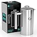 Coffee Gator French Press Coffee Maker 34oz, Double Insulated Stainless Steel Brewer plus Travel Jar Canister, Portable Hot Cold Brew for Coffee Bar Accessories Kitchen Camping, Silver