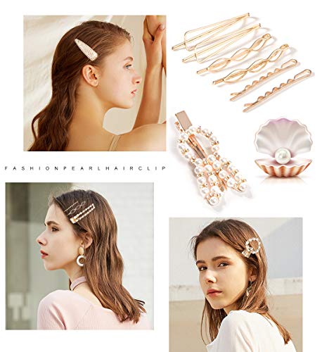 image for Vansufo Fashion Pearl Hair Clips for Women Ladies Girls Bling Barrette