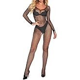 CZSABXY Women's One Piece Fishnet Lingerie Bodysuit Mesh Body Stocking Rave Outfits Nightwear Jumpsuit Underwear