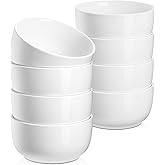 Jassceram Ice Cream Bowls Set of 8,12 Oz Ceramic Small Bowls for Soup, Side dishes, Cereal Bowls for Dessert, Snack, Suitable for Portion Control - Dishwasher & Microwave Safe, 4.5 Inch, White