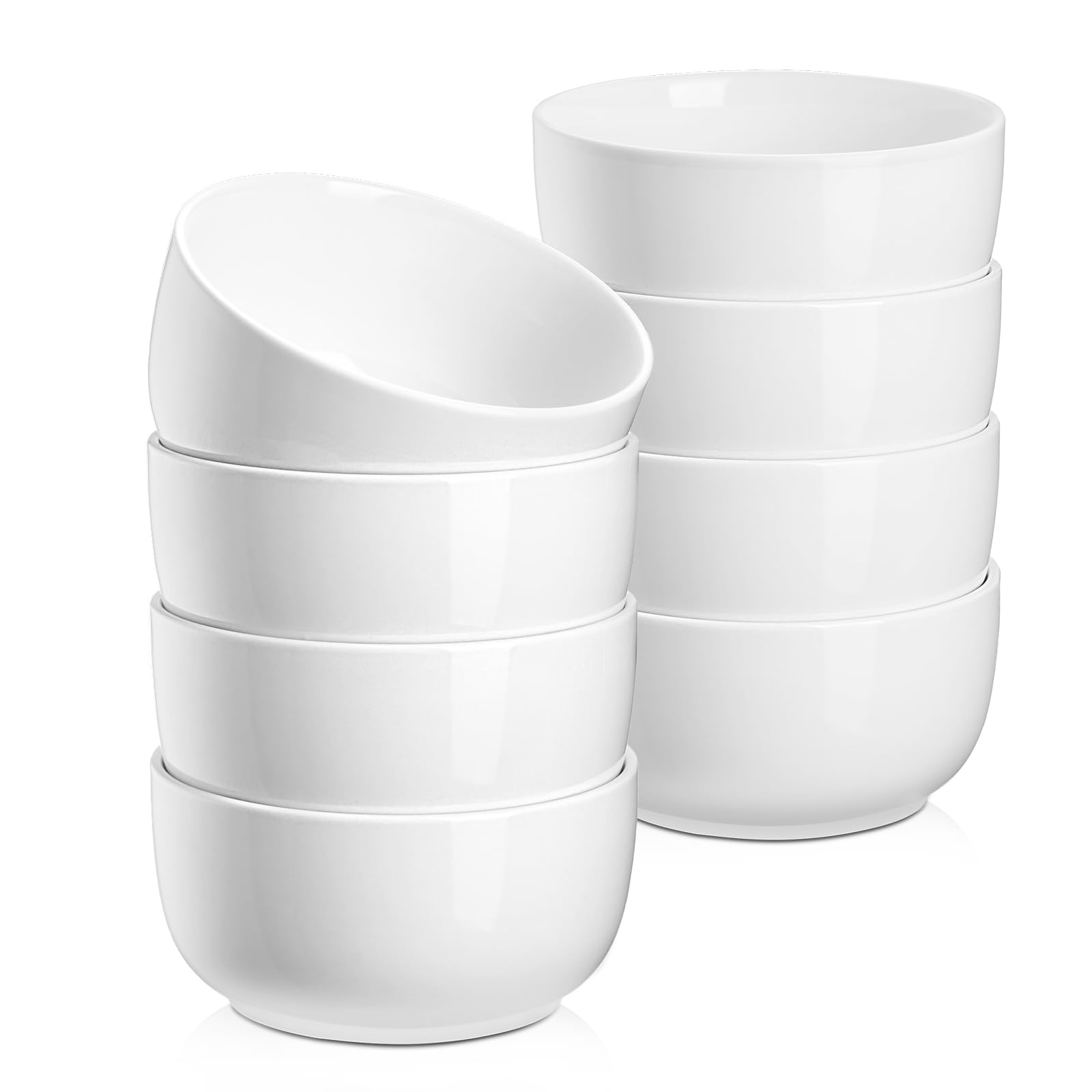 Photo 1 of Jassceram Ice Cream Bowls Set of 8,12 Oz Ceramic Small Bowls for Soup, Side dishes, Cereal Bowls for Dessert, Snack, Suitable for Portion Control - Dishwasher & Microwave Safe, 4.5 Inch, White