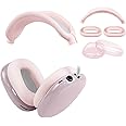 SOULWIT Protective Kit for AirPods Max, Headband Cover + TPU Case Protector + Silicone Ear Pads Cover, Sweatproof Accessory, Easily Washable, Anti-Scratch (Pink)