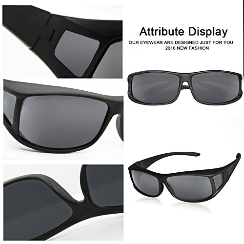 Solar Shield Fits over Glass Sunglasses for Driving Flying Boating Fishing and Snowing by Yonovo,Smoke - Thumbnail 4